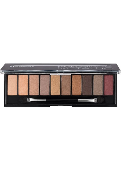 Flormar-Yoğun Pigmentli ve Kremsi Dokulu Eyeshadow Palette 10 Renkli Far Paleti (004 Metalik Renk Tonları) 8690604551705