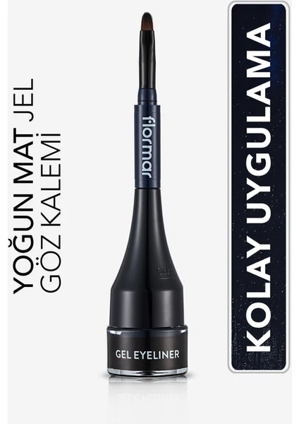 Flormar-Yoğun Jel Dokulu ve Yüksek Pigmentli Gel Eyeliner Mini Fırçalı Mat Eyeliner (002 Lacivert) 32000066-002