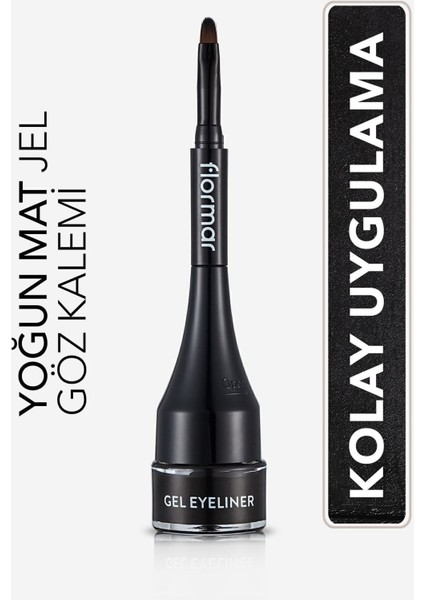 -Yoğun Jel Dokulu ve Yüksek Pigmentli Gel Eyeliner Mini Fırçalı Mat Eyeliner (001 Siyah) 8690604591879