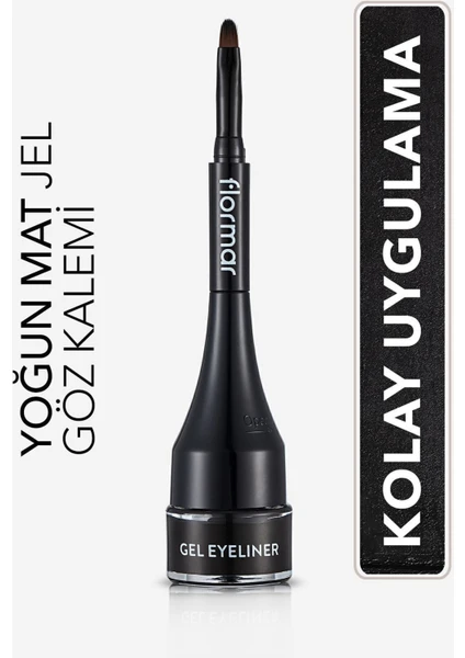 Flormar-Yoğun Jel Dokulu ve Yüksek Pigmentli Gel Eyeliner Mini Fırçalı Mat Eyeliner (001 Siyah) 8690604591879