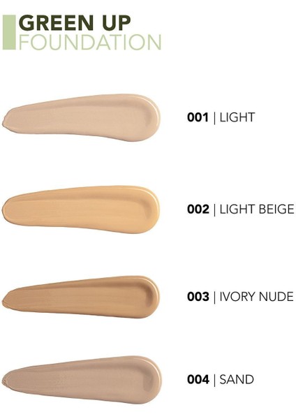 Green Up Vegan Formüllü Doğal Görünüm Veren Nemlendirici Fondöten (003 Ivory Nude) 4251903322225