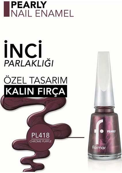 Pearly Yoğun Işıltı Veren Uzun Süre Kalıcı Sedefli Oje (PL418 Chrome Purple) 8682536035576