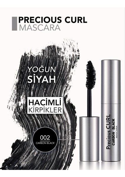 Flormar-Kıvırıcı ve Dolgunlaştırıcı Oval Fırçalı Precious Curl Maskara (002 Karbon Siyah) 8690604542369