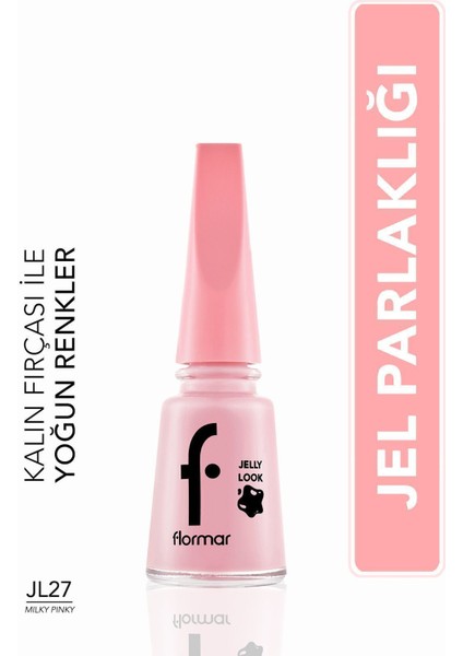 Jelly Look Yoğun Renk Veren Jel Görünümlü Parlak Oje (JL27 Milky Pinky) 8690604282210