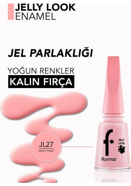 Jelly Look Yoğun Renk Veren Jel Görünümlü Parlak Oje (JL27 Milky Pinky) 8690604282210