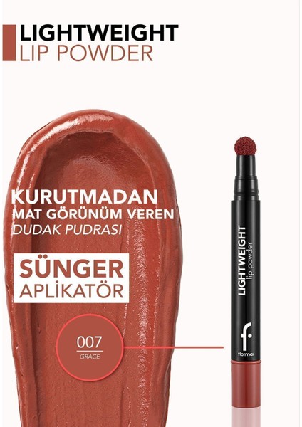 Lightweight Lip Powder Yoğun Renk Veren Mat Likit Dudak Pudrası (007 Grace) 8682536007498