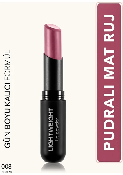 Lightweight Lip Powder Ultra Hafif Nemlendirici Stick Mat Ruj (008 Lucky Me) 8682536061780