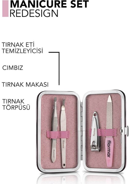 -Dayanıklı Çelik Kaplama 4 Parça Manicure Set Tırnak Makası & Törpü & Kütikül Kesici & Cımbız Manikür Seti (036) 8690604598465