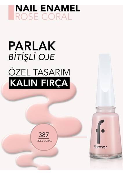 Nail Enamel Yoğun Renk Veren Uzun Süre Kalıcı Parlak Oje (397 Rose Coral) 8682536035972