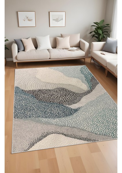 Dijital Baskı Su Desen Renk Geçişli Modern Dekoratif Makinada Yıkanabilir Salon Halısı Yolluk Halısı