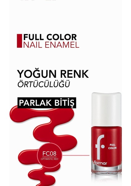 Full Color Yoğun Pigmentli Parlak Oje (FC08 Optimistic Red) 8690604310449