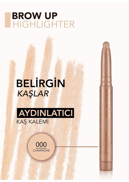 Kremsi Dokulu Brow Up Highlighter Pencil Aydınlatıcı Kalem- Uçuk Kahve (000 Champagne) 8690604622269