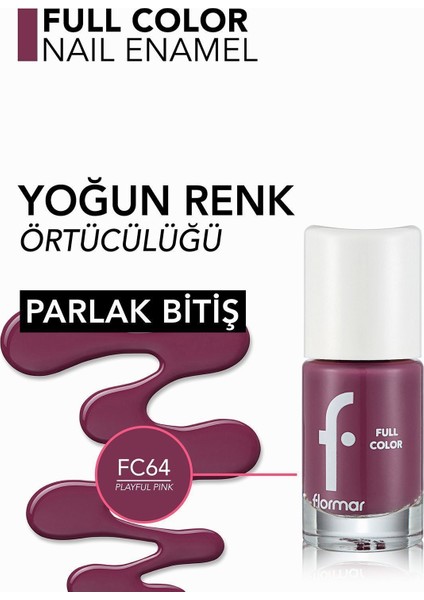 Full Color Yoğun Pigmentli Parlak Oje (FC64 Playful Pink) 8690604497638