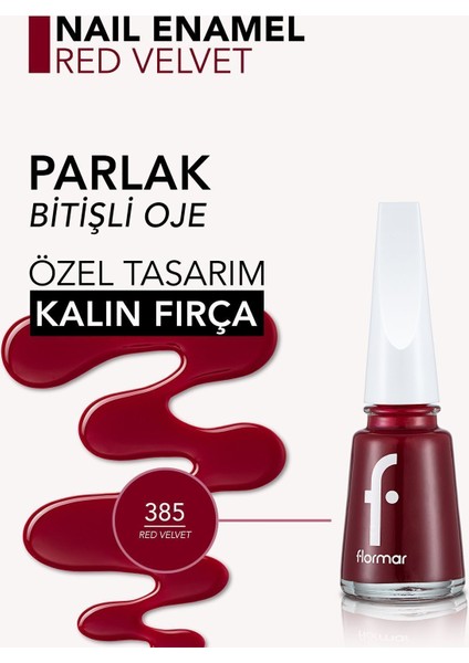 Nail Enamel Yoğun Renk Veren Uzun Süre Kalıcı Parlak Oje (385 Red Velvet) 8682536035965