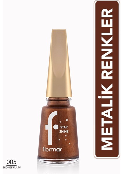 Star Shine Yüksek Pigmentli & Parlak Bitişli Metalik Oje (005 Bronze Flash) 8690604564156