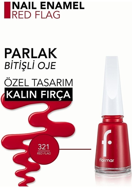 Nail Enamel Yoğun Renk Veren Uzun Süre Kalıcı Parlak Oje (321 Red Flag) 8682536035903