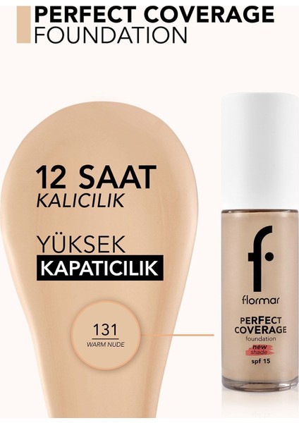 Perfect Coverage Yoğun Kapatıcı Su Bazlı Fondöten (Soğuk Alt Ton) -131 Warm Nude -8682536070553