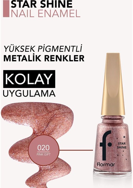 Star Shine Yüksek Pigmentli & Parlak Bitişli Metalik Oje
