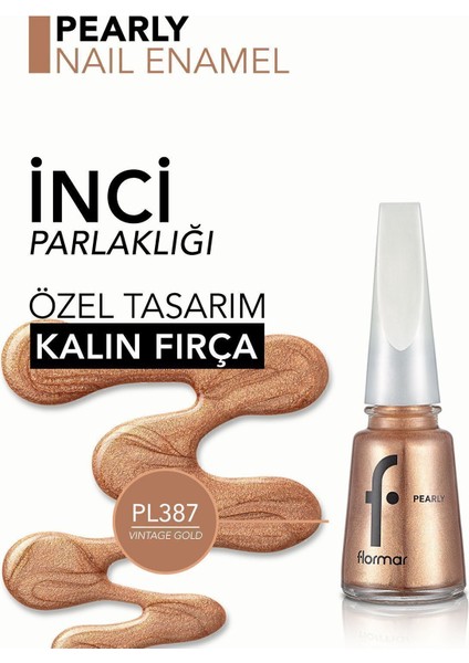 Pearly Yoğun Işıltı Veren Uzun Süre Kalıcı Sedefli Oje (PL387 Vintage Gold) 8682536035521