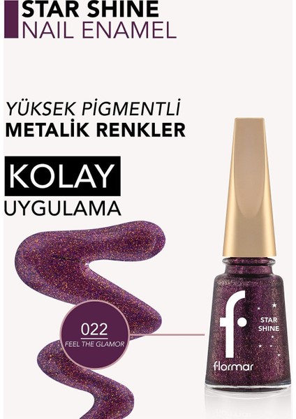 Star Shine Yüksek Pigmentli & Parlak Bitişli Metalik Oje