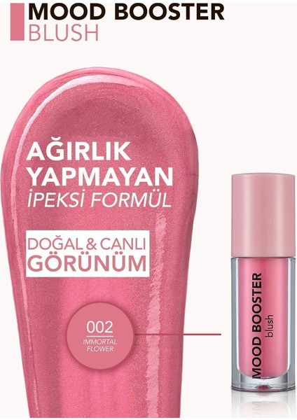 Mood Booster Doğal Görünüm Veren Yoğun Pigmentli Likit Allık (002 Immortal Flower) 8682536043717