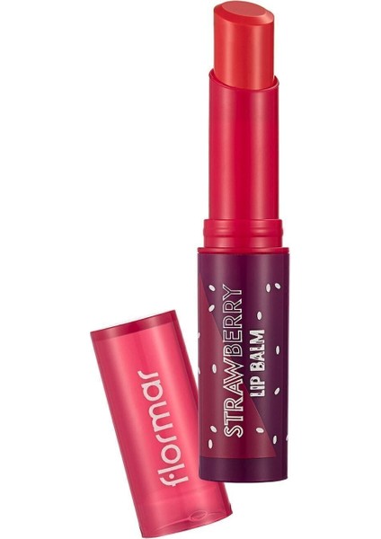 Shea ve Kakao Yağı İçeren Stik Renkli Dudak Nemlendiricisi (Çilek) - Lip Balm - 003 Strawberry - 8690604555383