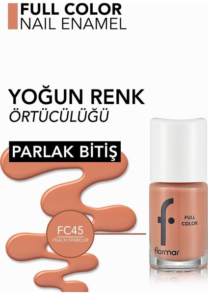 Full Color Yoğun Pigmentli Parlak Oje (Fc45 Peach Sparkler) 8690604379989
