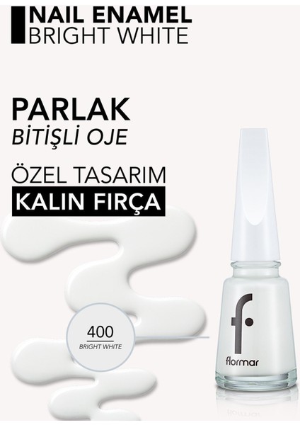 Klasik Parlak Bitişli Yüksek Pigmentli Oje (400 Brıght White New) 8682536035989