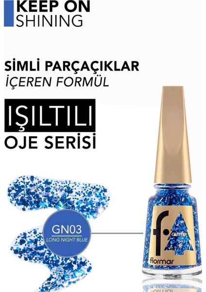 Glitter Yarı Transparan & Parlak Bitişli Simli Oje