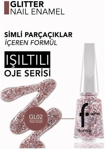 Glitter Yarı Transparan & Parlak Bitişli Simli Oje