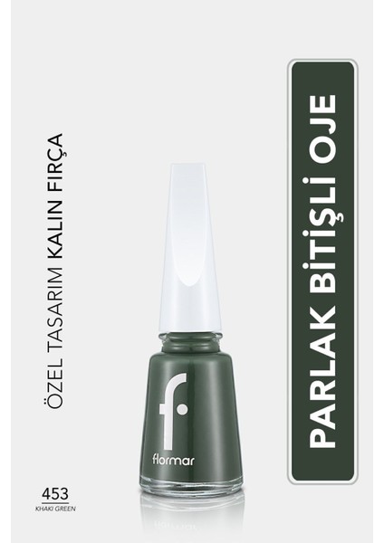 Nail Enamel Yoğun Renk Veren Uzun Süre Kalıcı Parlak Oje (453 Khaki Green) 8682536036146