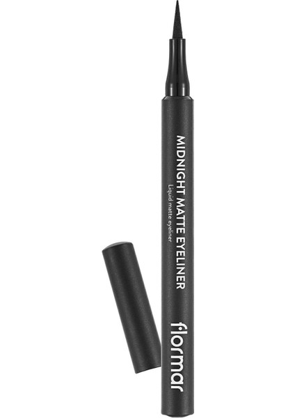 Flormar-Yoğun Pigmentli ve Mat Bitişli Midnight Matte Kalem Likit Eyeliner (001 Siyah) 8690604532292