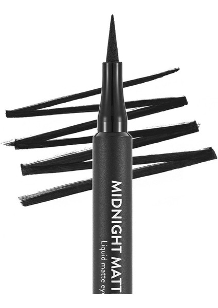 Flormar-Yoğun Pigmentli ve Mat Bitişli Midnight Matte Kalem Likit Eyeliner (001 Siyah) 8690604532292