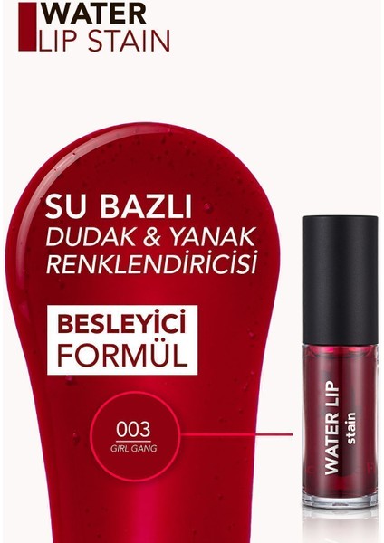 Water Lip Stain Yoğun Renk Veren Uzun Süre Kalıcı Mat Dudak Tint'i (003 Girl Gang) 8682536042185