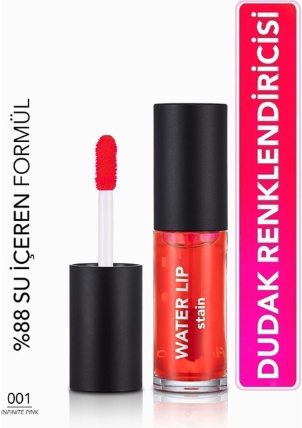 Water Lip Stain Yoğun Renk Veren Uzun Süre Kalıcı Mat Dudak Tint'i (001 Infinite Pink) 8682536042161