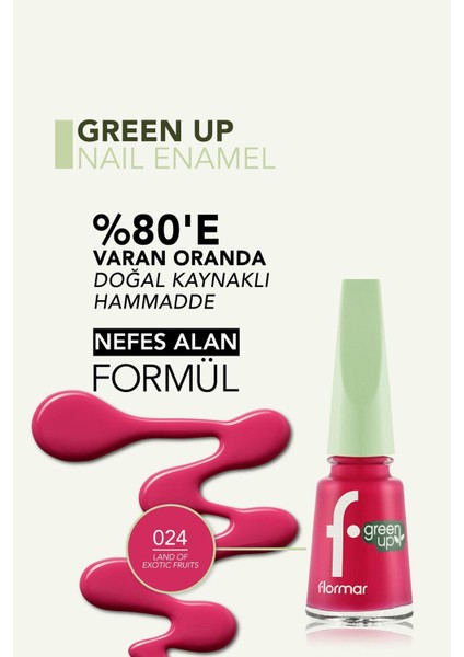 Green Up Yüksek Pigmentli & Parlak Bitişli Nefes Alabilen Vegan Oje