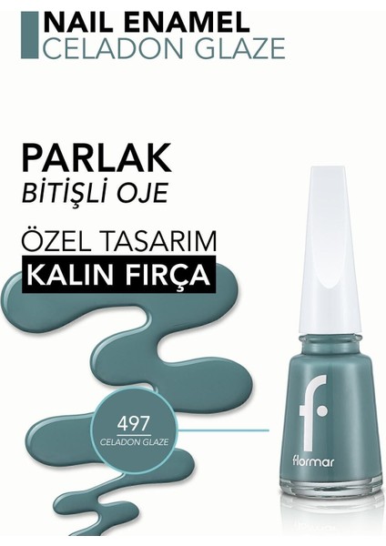 Nail Enamel Yoğun Renk Veren Uzun Süre Kalıcı Parlak Oje (497 Celadon Glaze) 8682536036313