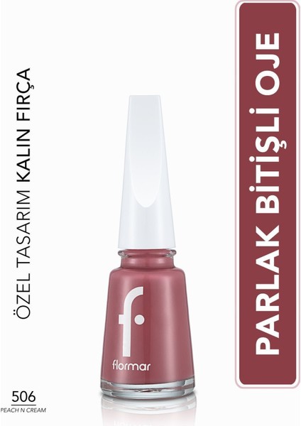 Klasik Parlak Bitişli Yüksek Pigmentli Oje (506 Peach N Cream)