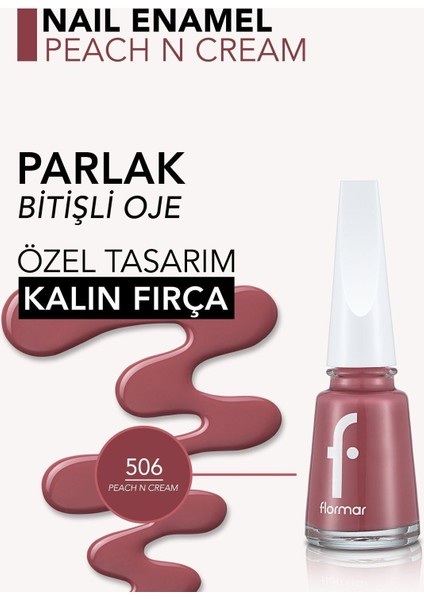 Klasik Parlak Bitişli Yüksek Pigmentli Oje (506 Peach N Cream)