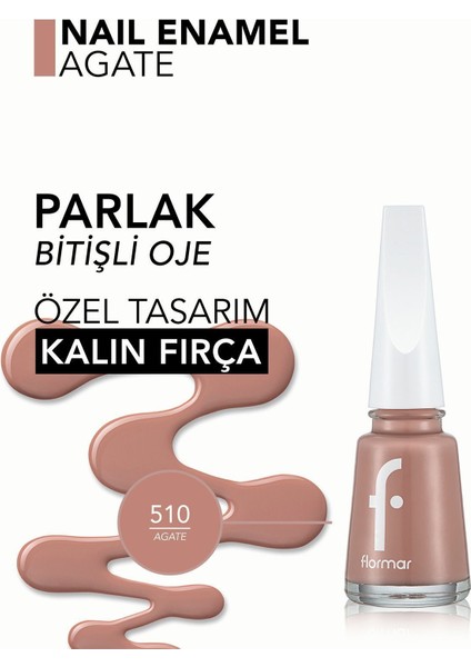 Klasik Parlak Bitişli Yüksek Pigmentli Oje ( 510 Agate New) 8682536036375