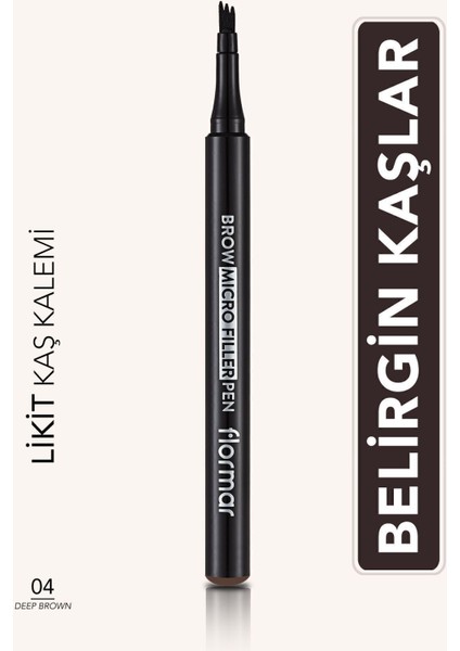 Brow Micro Filler Doğal Görünüm Veren Tarak Uçlu Likit Kaş Kalemi (004 Deep Brown) 8682536038546