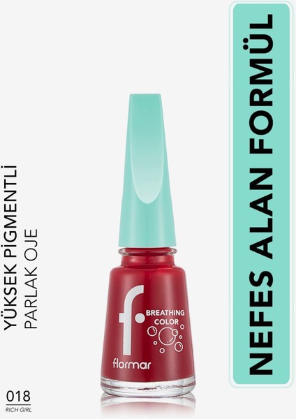 Breathing Color Yüksek Pigmentli & Parlak Bitişli Nefes Alan Oje (018 Rich Girl) 8682536054270