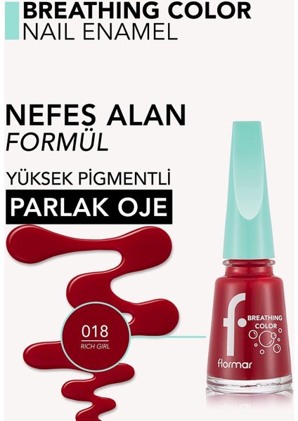 Breathing Color Yüksek Pigmentli & Parlak Bitişli Nefes Alan Oje (018 Rich Girl) 8682536054270