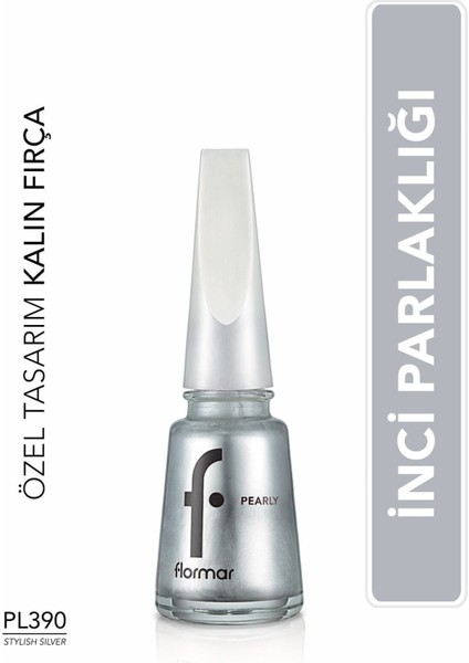 Pearly Yoğun Işıltı Veren Uzun Süre Kalıcı Sedefli Oje (PL390 Stylish Silver) 8682536035538