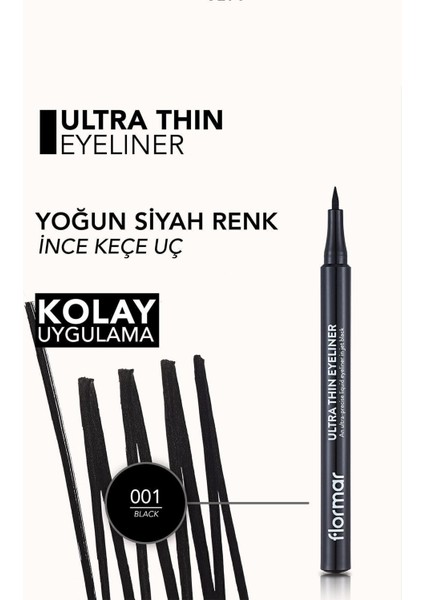 Ultra Thin Yoğun Renk Veren Mat Göz Kalemi (001 Black) 8690604478491