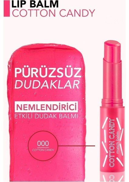 Flormar-Dudağa Özel Doğal Pembelik Veren Match Balm Cotton Candy Renkli Dudak Balmı (000) 8690604555468