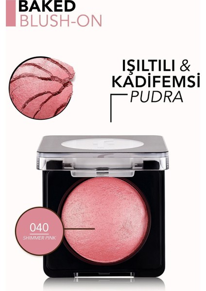 Baked Blush-On Yüksek Pigmentli & Doğal Işıltılı Fırınlanmış Allık (040 Shimmer Pink) 8682536051415