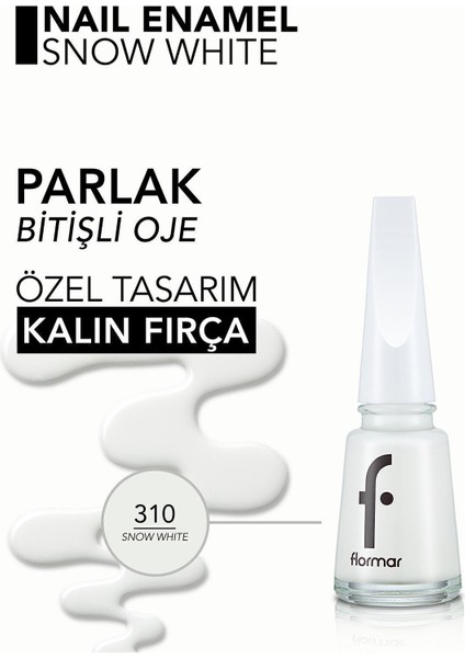 Nail Enamel Yoğun Renk Veren Uzun Süre Kalıcı Parlak Oje (310 Snow White) 8682536035859