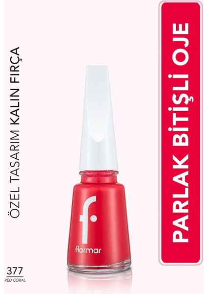 Klasik Parlak Bitişli Yüksek Pigmentli Oje (377 Red Coral)