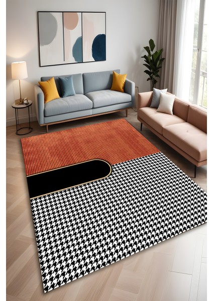 Dijital Baskı Modern Dekoratif Kaymaz Taban Makinada Yıkanabilir Salon Mutfak ve Yolluk Halısı